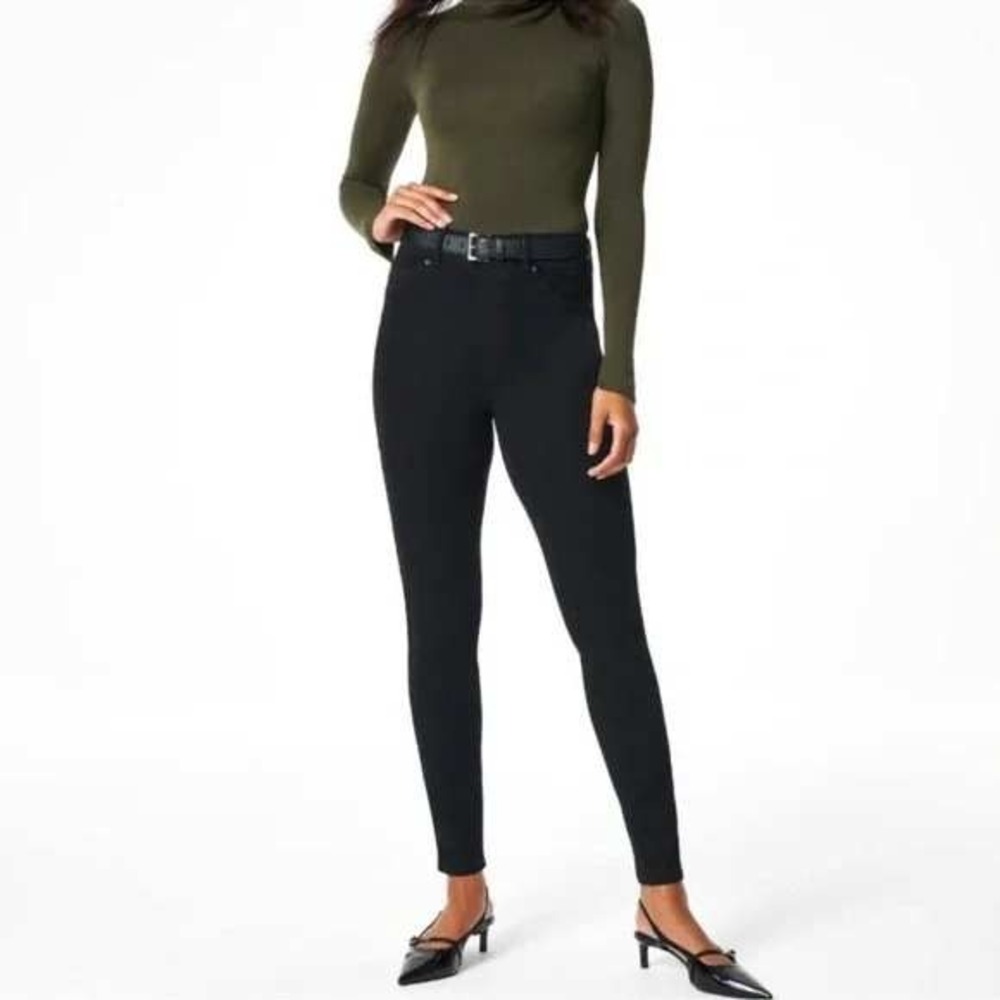 SPANX Pull On Ankle Skinny‎ Jeans 20278Q Black M Stretch High Rise Classic